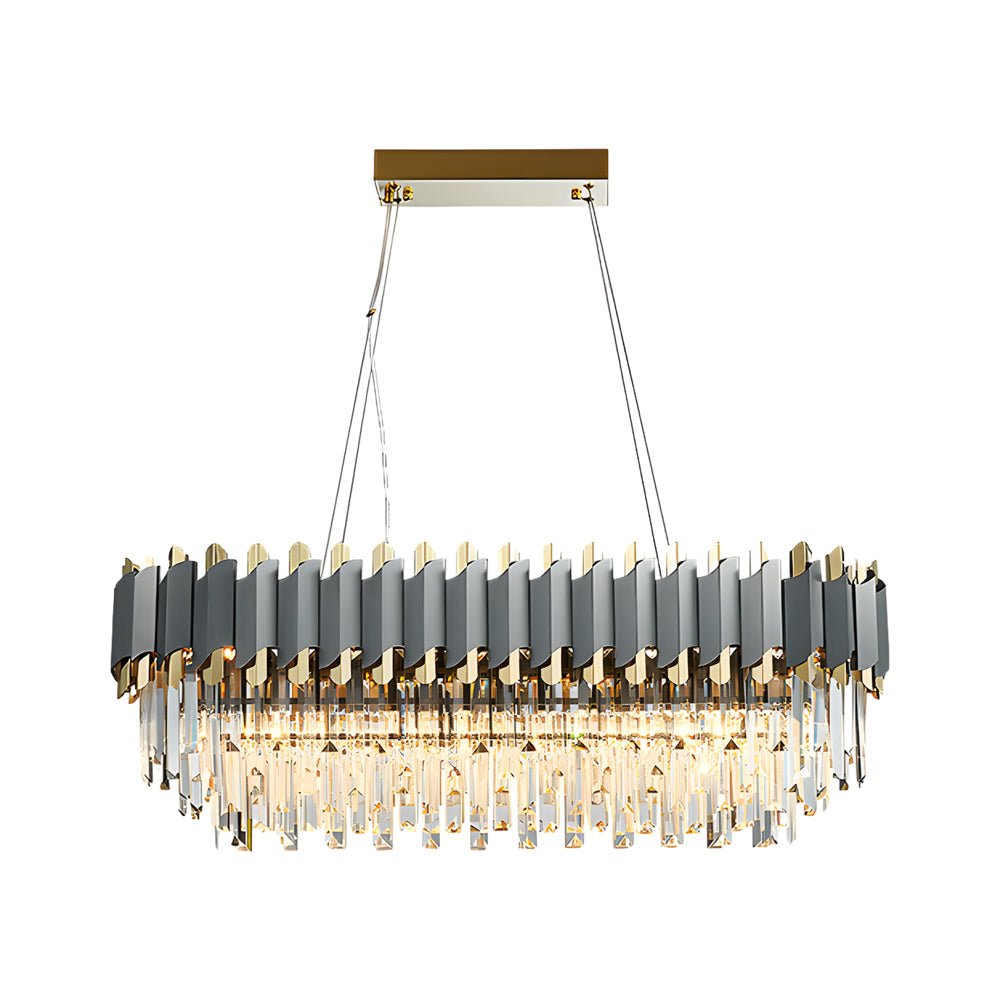 6/8-Light Crystal Layered Chandelier Dimmable Dining Room Pendant Lighting