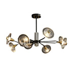 6/8 Lights Flowers Crystal 3 Step Dimming Copper Post-Modern Chandelier