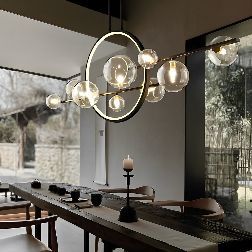 Moon Glass Bubbles LED Black Postmodern Dining Room Chandeliers