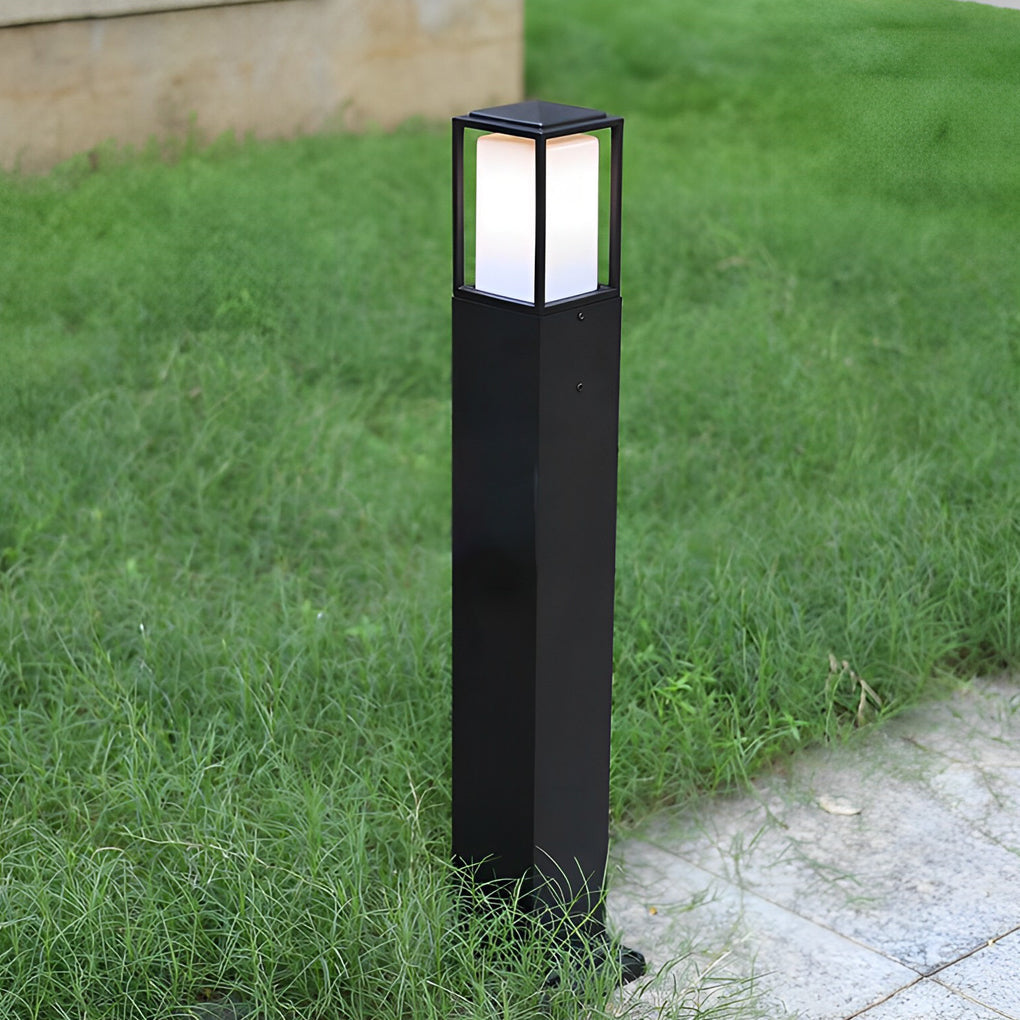 31.49 Inch High Black Aluminum Bollard Path Lights Elegant Square Outdoor Lighting