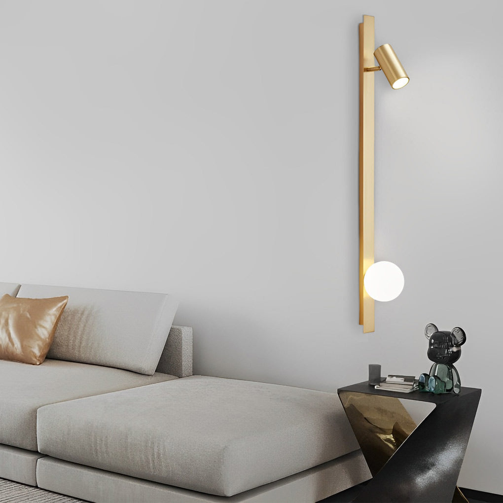 Black/Gold LED Linear Lights Three Step Dimming Wall Lamp with Adjustable Spotlight