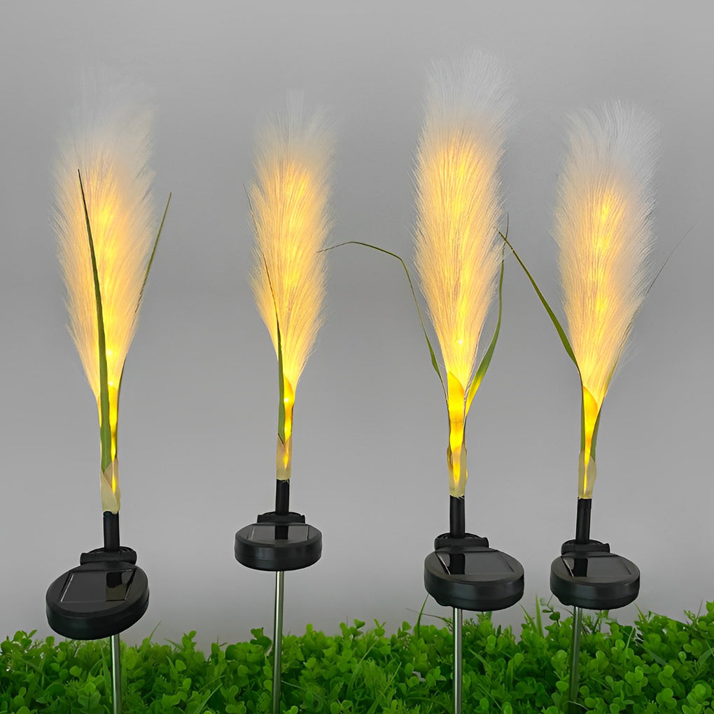 2PCS Hairy Reed LED Solar Lawn Lamps