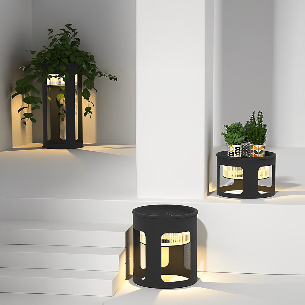 Round Table Lamp with Under-Table Lighting Solar-Powered LED Outdoor Light