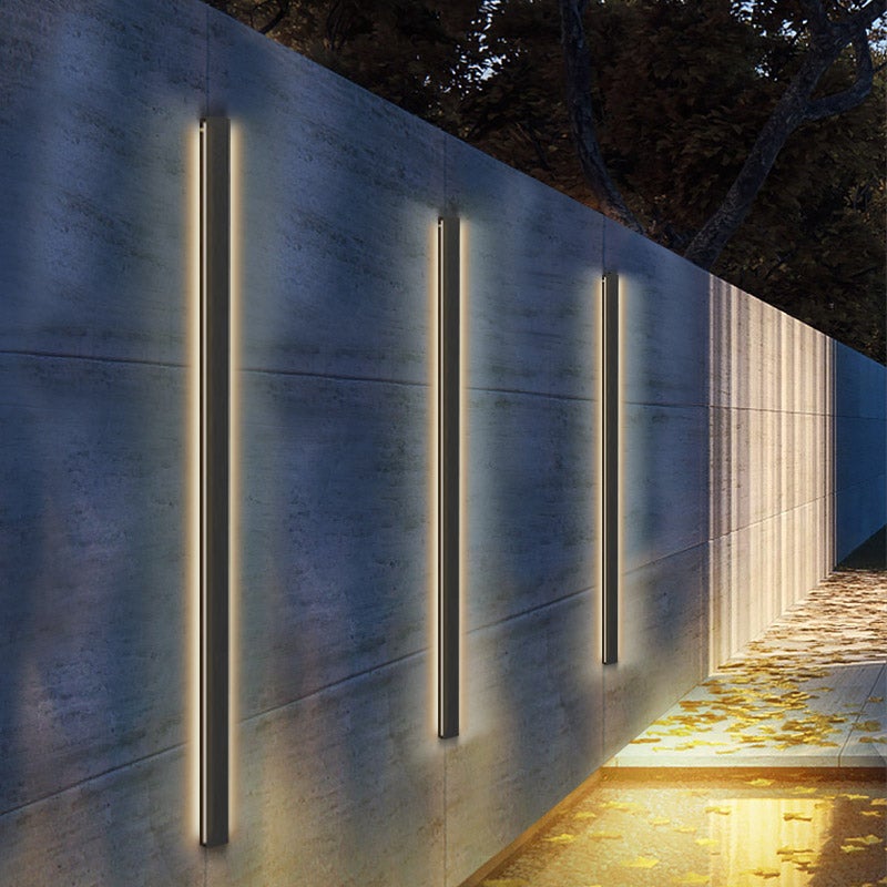 LED Long Linear Metal Waterproof Black Minimalist Outdoor Wall Lights
