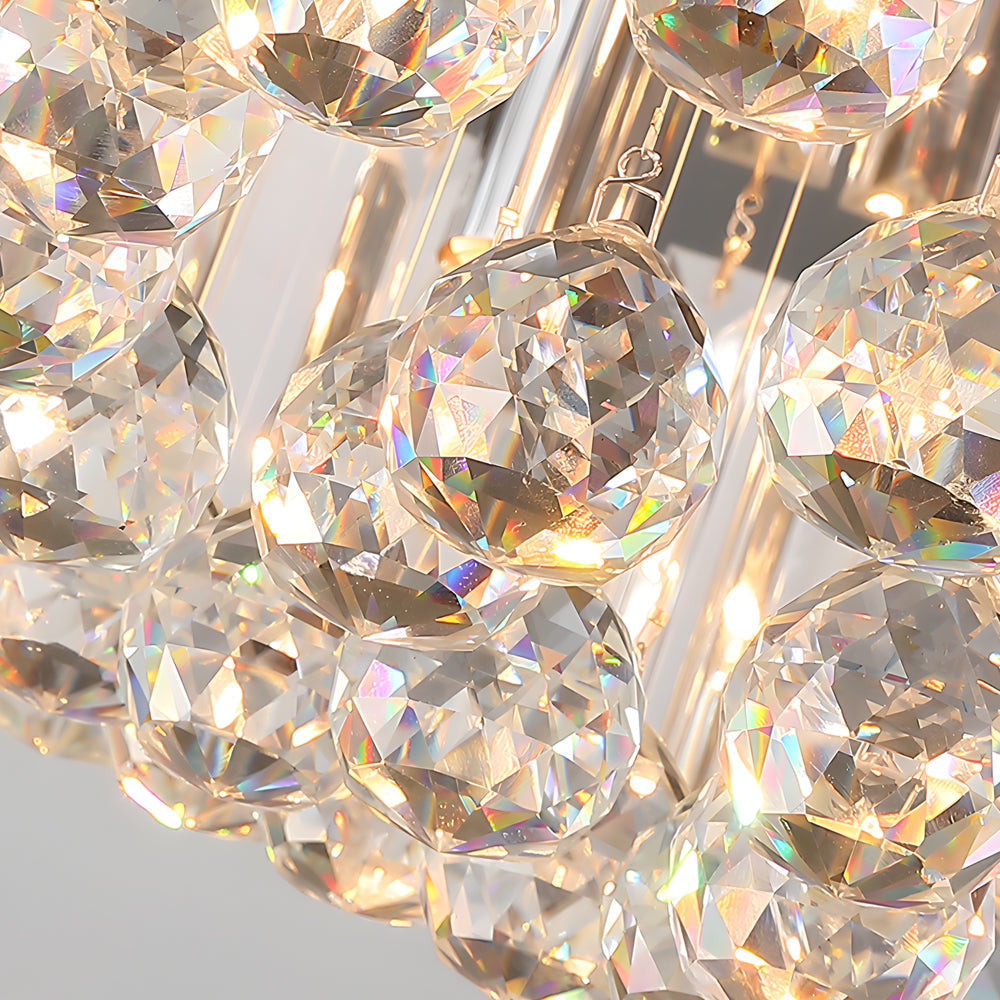 Round Crystal Flush Mount Light Luxury Modern Ceiling Light