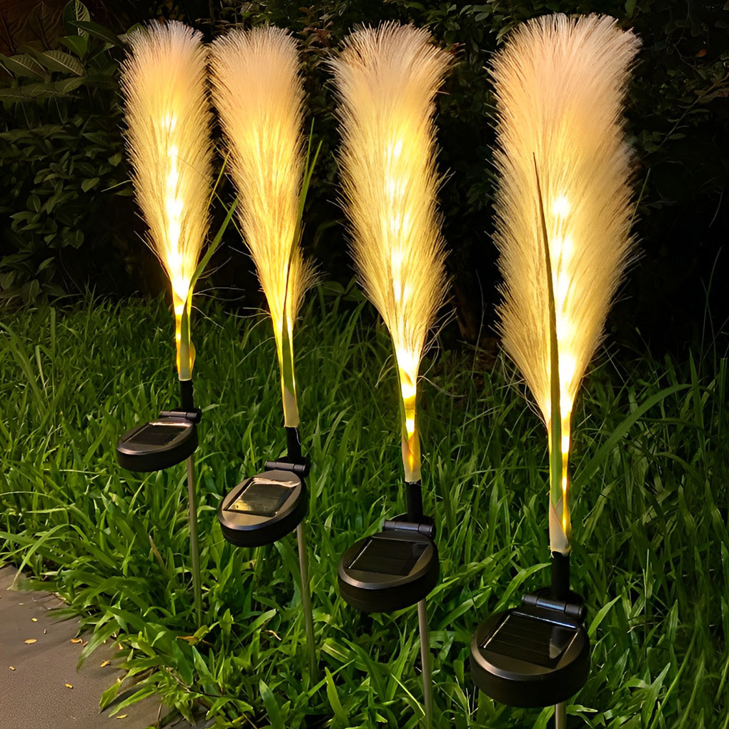 2PCS Hairy Reed LED Solar Lawn Lamps