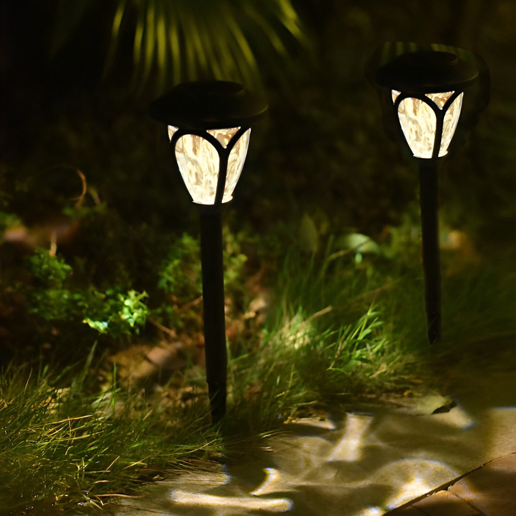 2PCS Intelligent Solar LED Lawn Lamps with Black Opaque Glass Lampshade