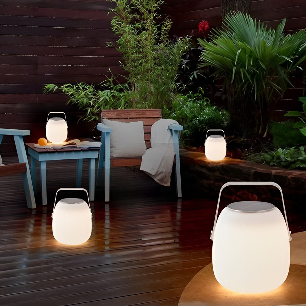 Portable Lantern Shaped Waterproof Chargable Solar Table Lamp with Remote