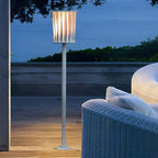Stainless Steel Outdoor Floor Lamp with Rotating Design and Vertical Slats