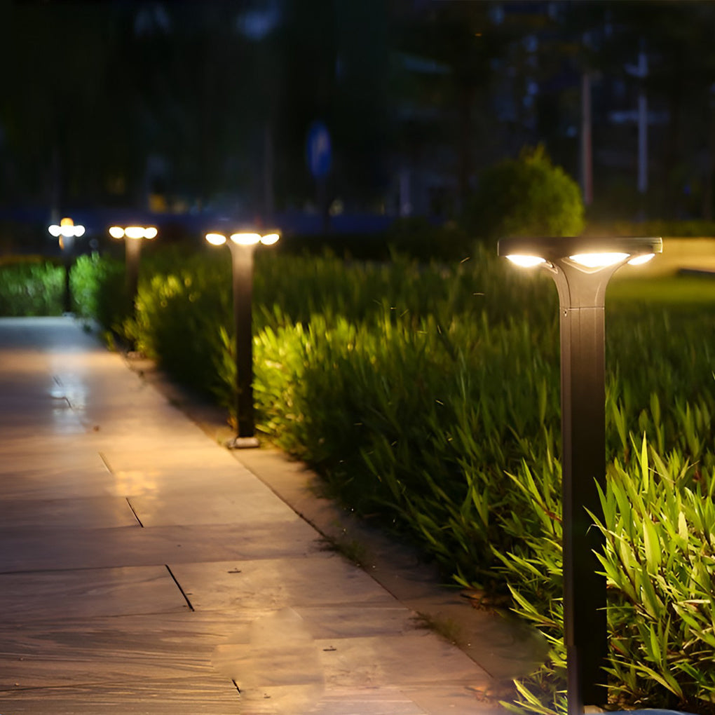 4-Light Square Waterproof LED Outdoor Path Lights - Solar & Hardwired Options