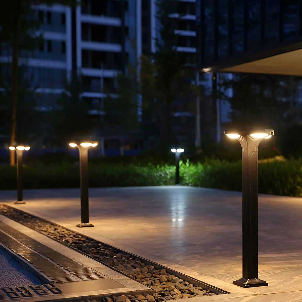 4-Light Square Waterproof LED Outdoor Path Lights - Solar & Hardwired Options