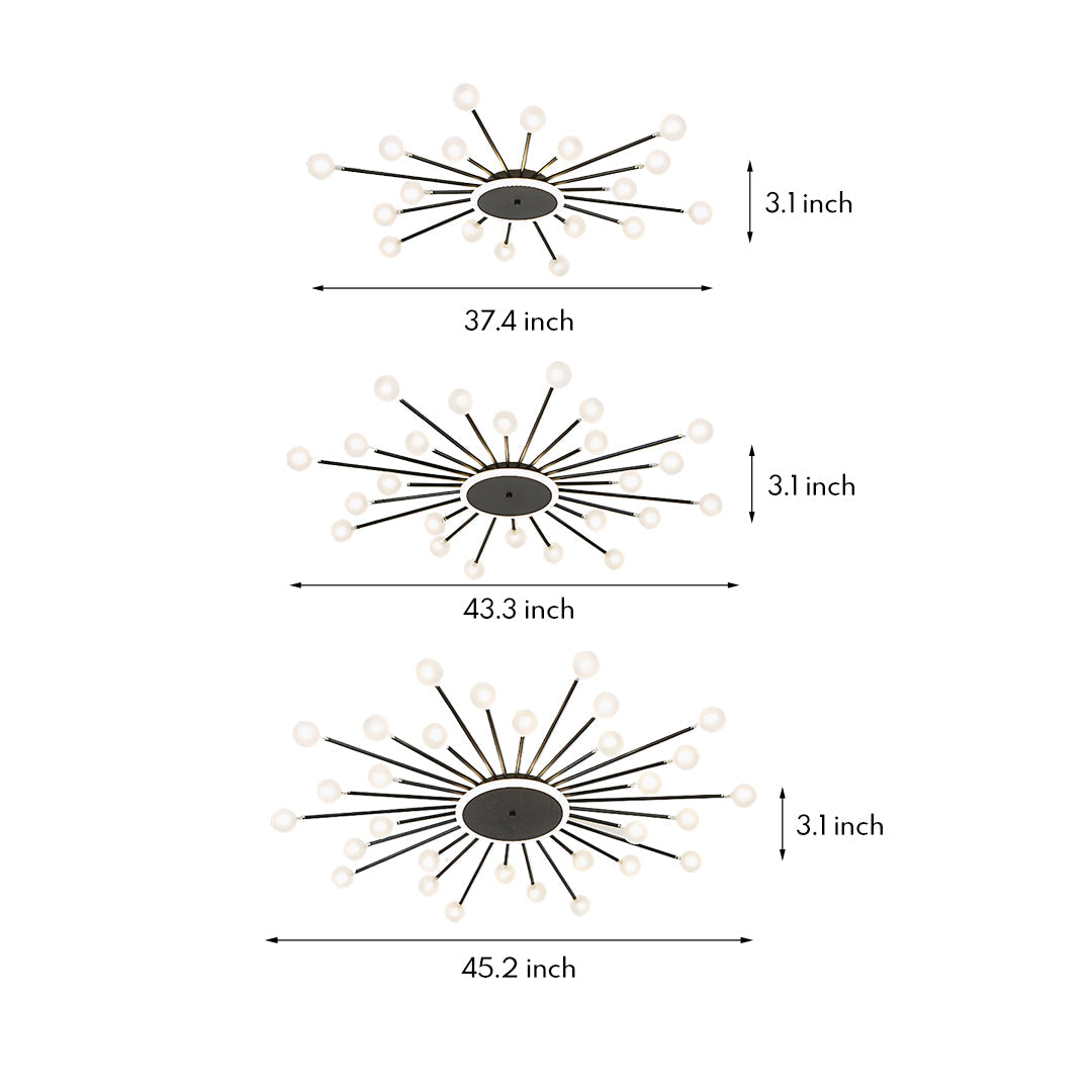 Glass Flush Mount Light Minimalist Sputnik Style Luxury Ceiling Light