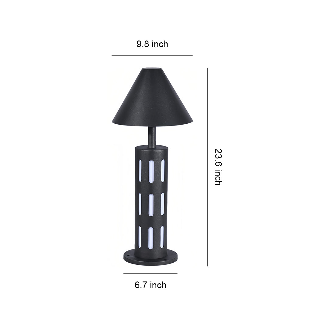 Black Path Lights Industrial Perforated Cylindrical Garden Light