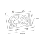 Ceiling Twin Light Rectangular Adjustable Recessed Spotlight