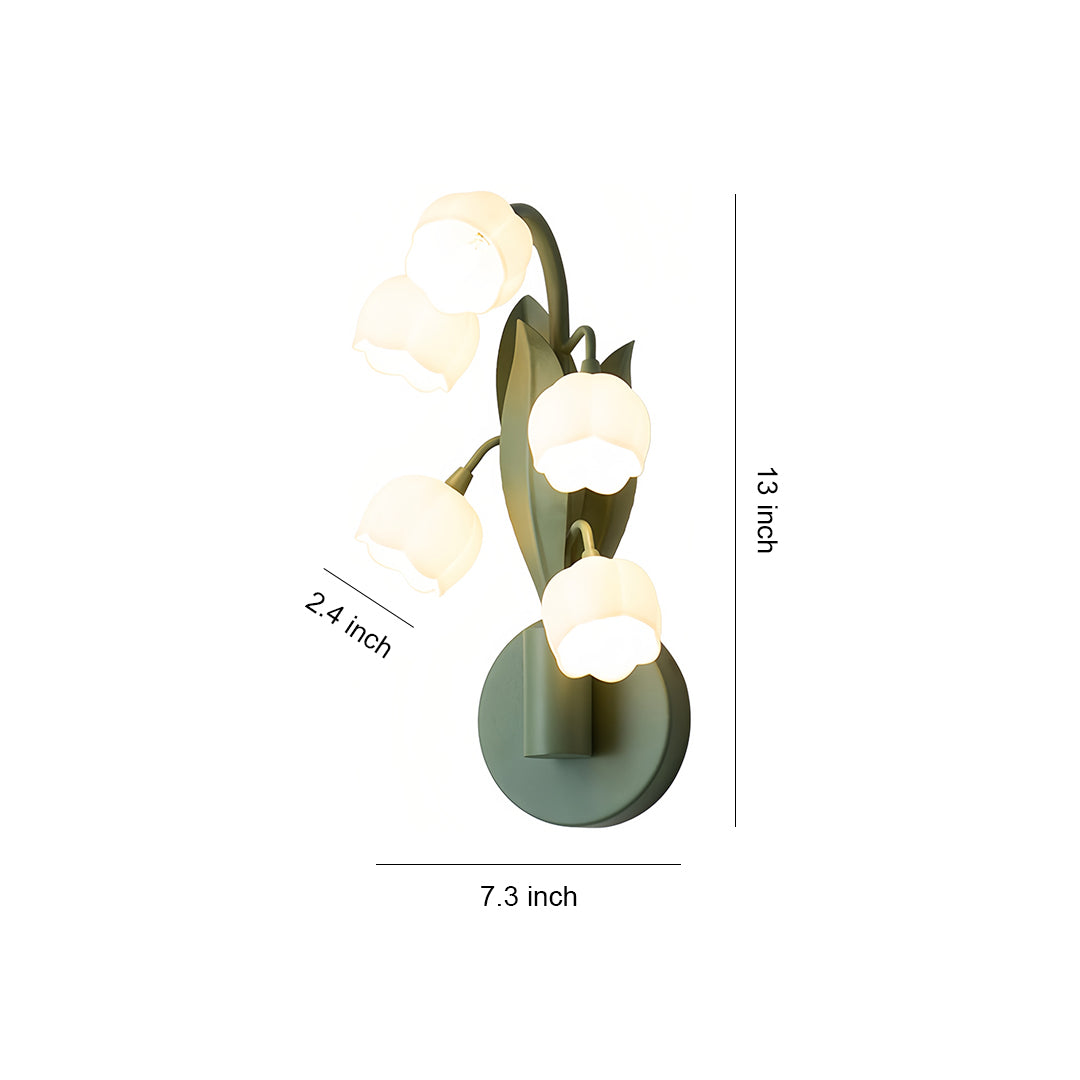 Floral Wall Lights French Country  Classic Bellflower Glass Lamp