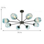 Blue Glass Sputnik Chandelier Metal See Glass Chandeliers with 8 LED Lights