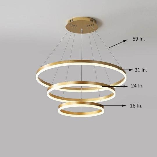 3 Circle Graduated Bedroom Chandeliers Remote Control Ceiling Light