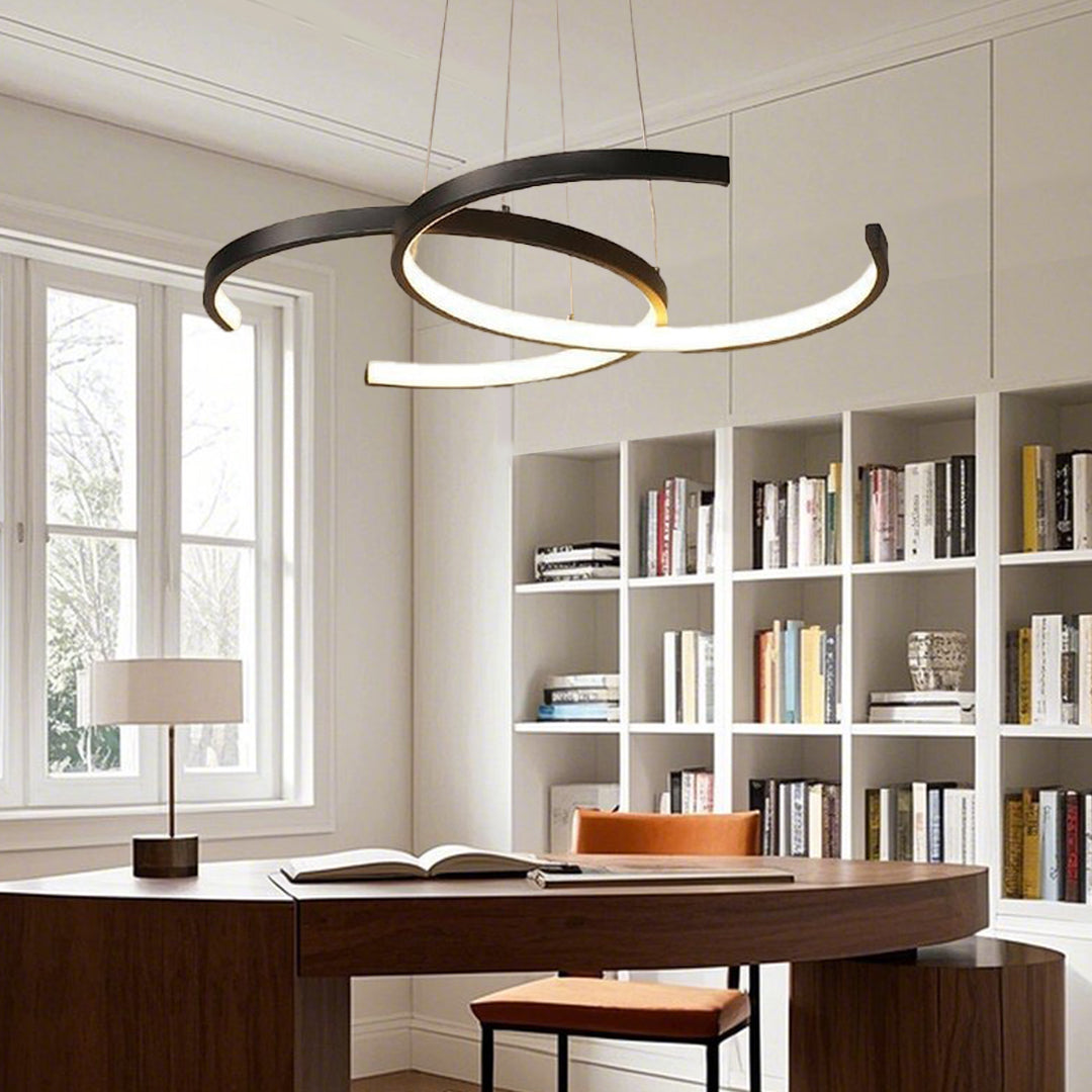 Two C-Shaped Pendant Lighting Metal Silica Gel Ceiling Light