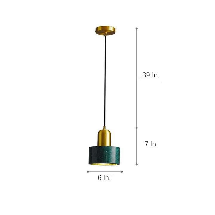 Minimalist Cylindrical Marble Pendant Light Copper LED Modern Hanging Lighting