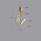 Butterfly Ring LED Nordic Ceiling Light Semi Flush Mount Ceiling Light with Acrylic Lampshade