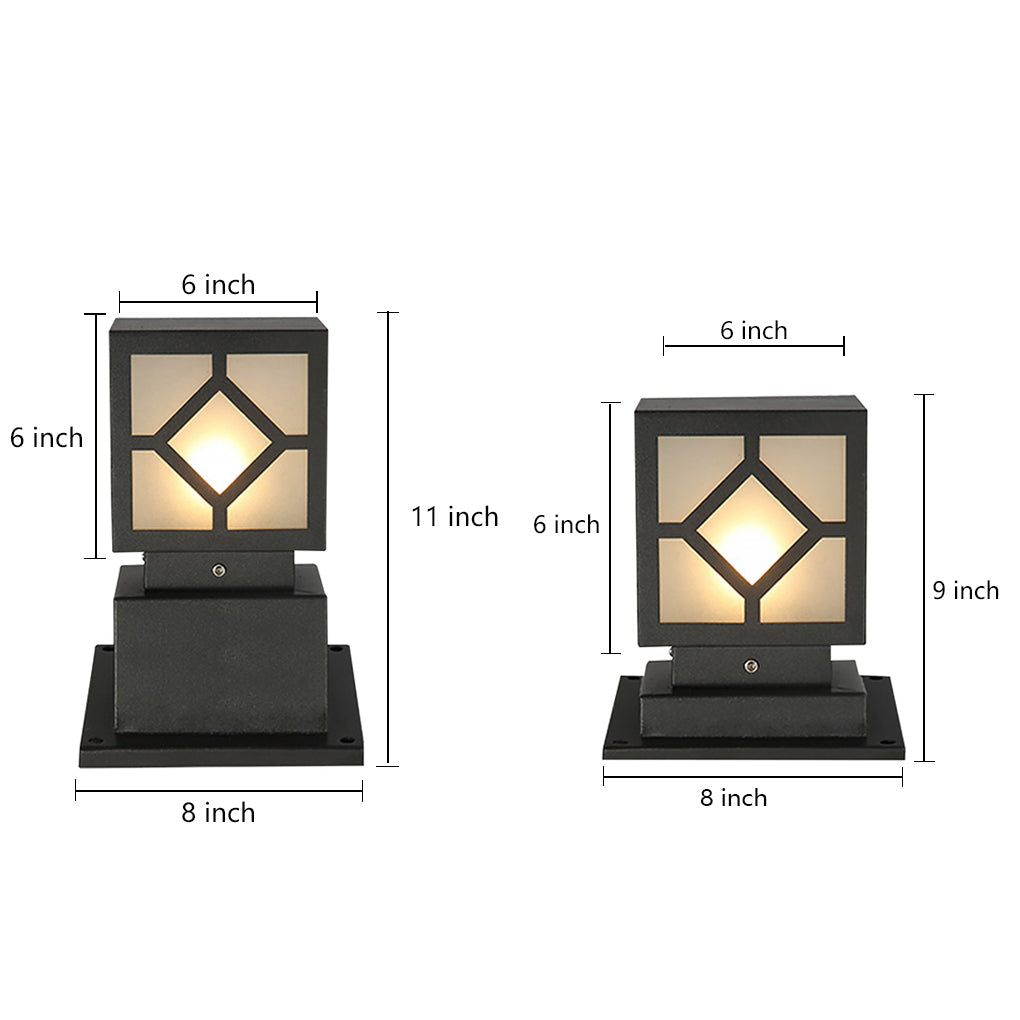 Elegant Solar-Powered Square Bollard Light Retro European Garden Lighting