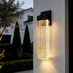 Seeded Crystal Outdoor Wall Lighting Rectangular LED Light
