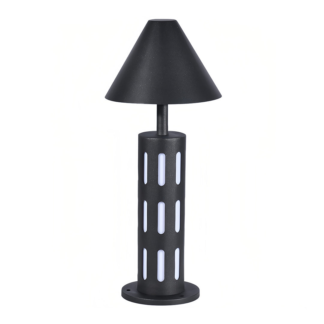 Black Path Lights Industrial Perforated Cylindrical Garden Light