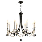 Pearl Chandelier Black Iron Artistic Crystal Ceiling Light