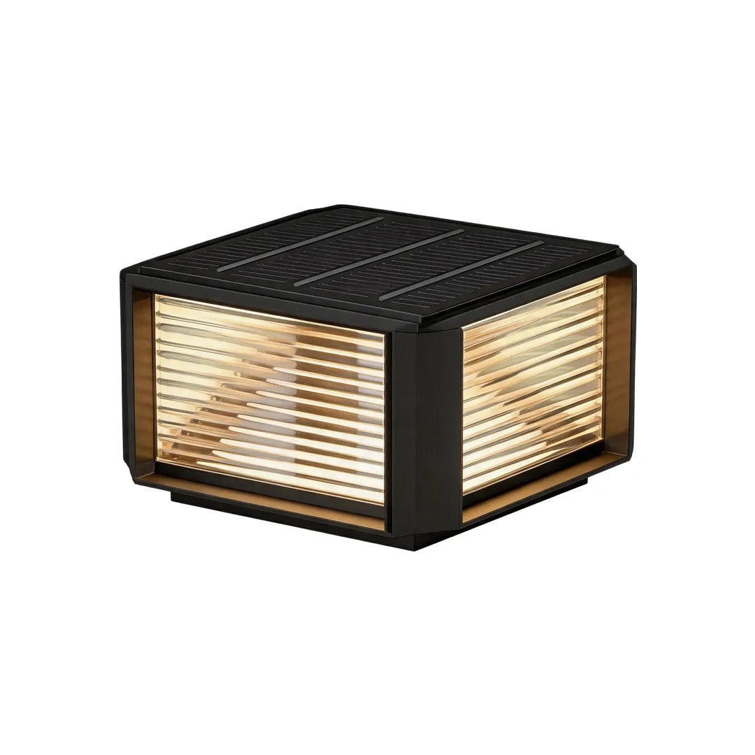 Modern Pillar Lights Layered Ribbed Glass Outdoor Light