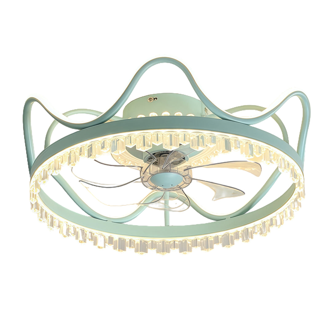Round Stepless Dimming LED Retractable Ceiling Fan Lights with Remote Control