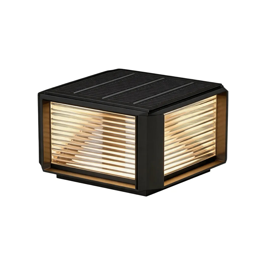 Modern Pillar Lights Layered Ribbed Glass Outdoor Light