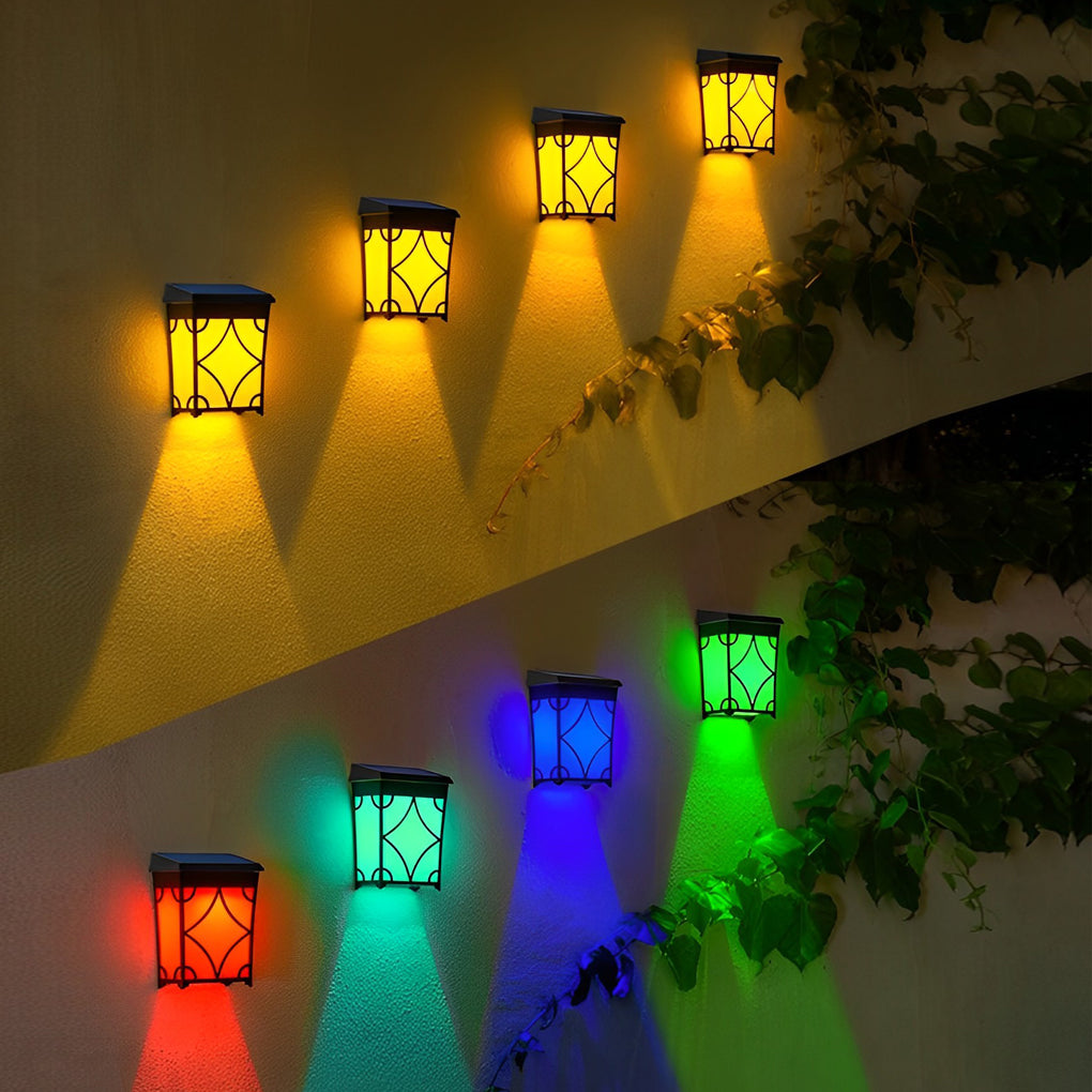 2PCS Waterproof LED RGB Intelligent Solar Wall Lights