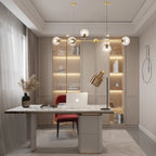 Nordic Linear Ceiling Lights Glass Globe 4/6 Heads Chandelier