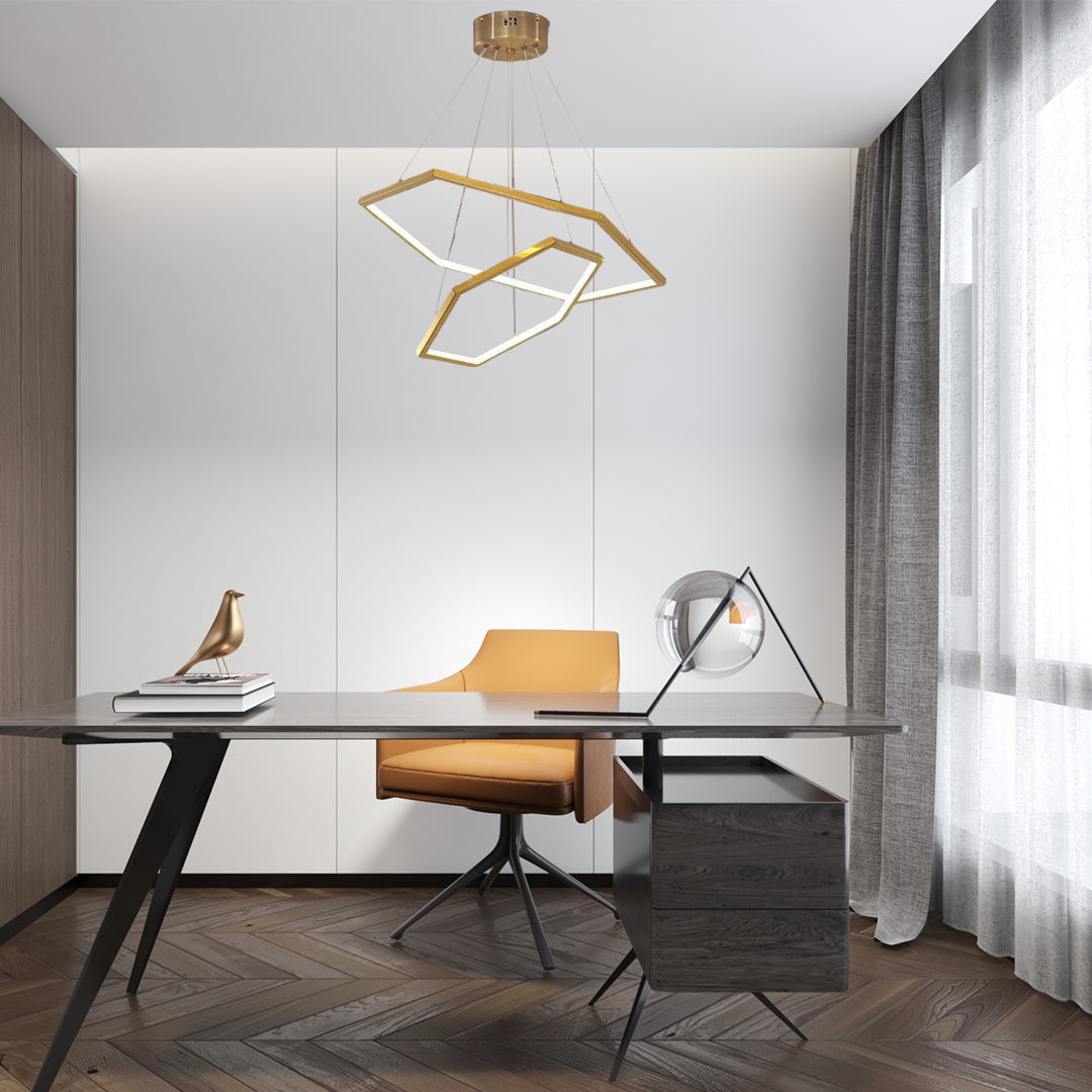 Geometric Ring Electroplated Stainless Steel LED Modern Chandelier Ceiling Lights