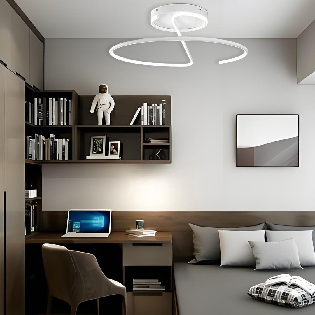 Semi Circle Streamlined Metal Dimmable LED Modern Ceiling Light Fixture