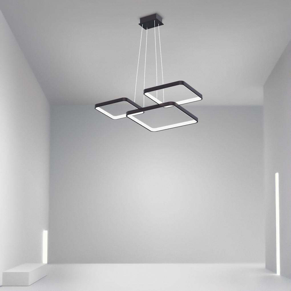 Coffee Modern LED Square Chandelier with Remote Control