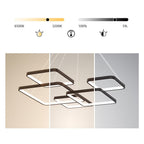 Coffee Modern LED Square Chandelier with Remote Control