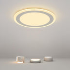 Modern Round Industrial Flush Mount White Ceiling Light for Bedroom