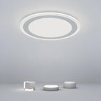 Modern Round Industrial Flush Mount White Ceiling Light for Bedroom