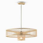 Farmhouse Burlywood Drum Light Pendant Large Framed Bamboo Pendant Lighting