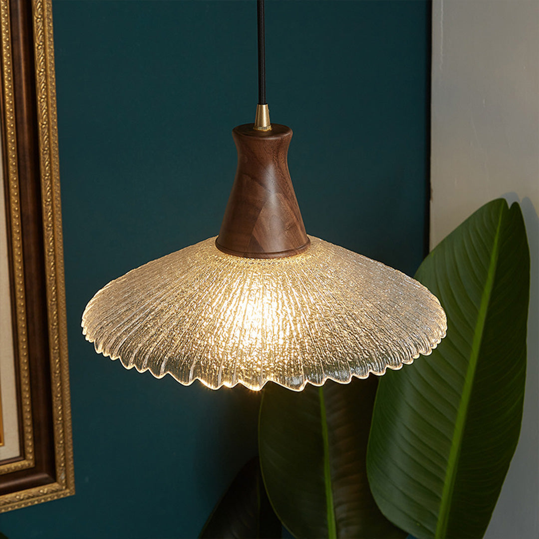 Wood Light Pendant Wabi Sabi Style Glass Pendant Light