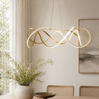Modern Round Dimmable LED Aluminum Geometric Chandelier - Gold