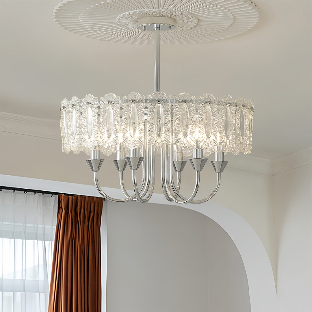French Iron Chandelier Chic Chrome Island Metal Ceiling Light