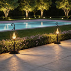【4 PCS】 Flame Solar Garden Lights Outdoor Landscape Decoration Light