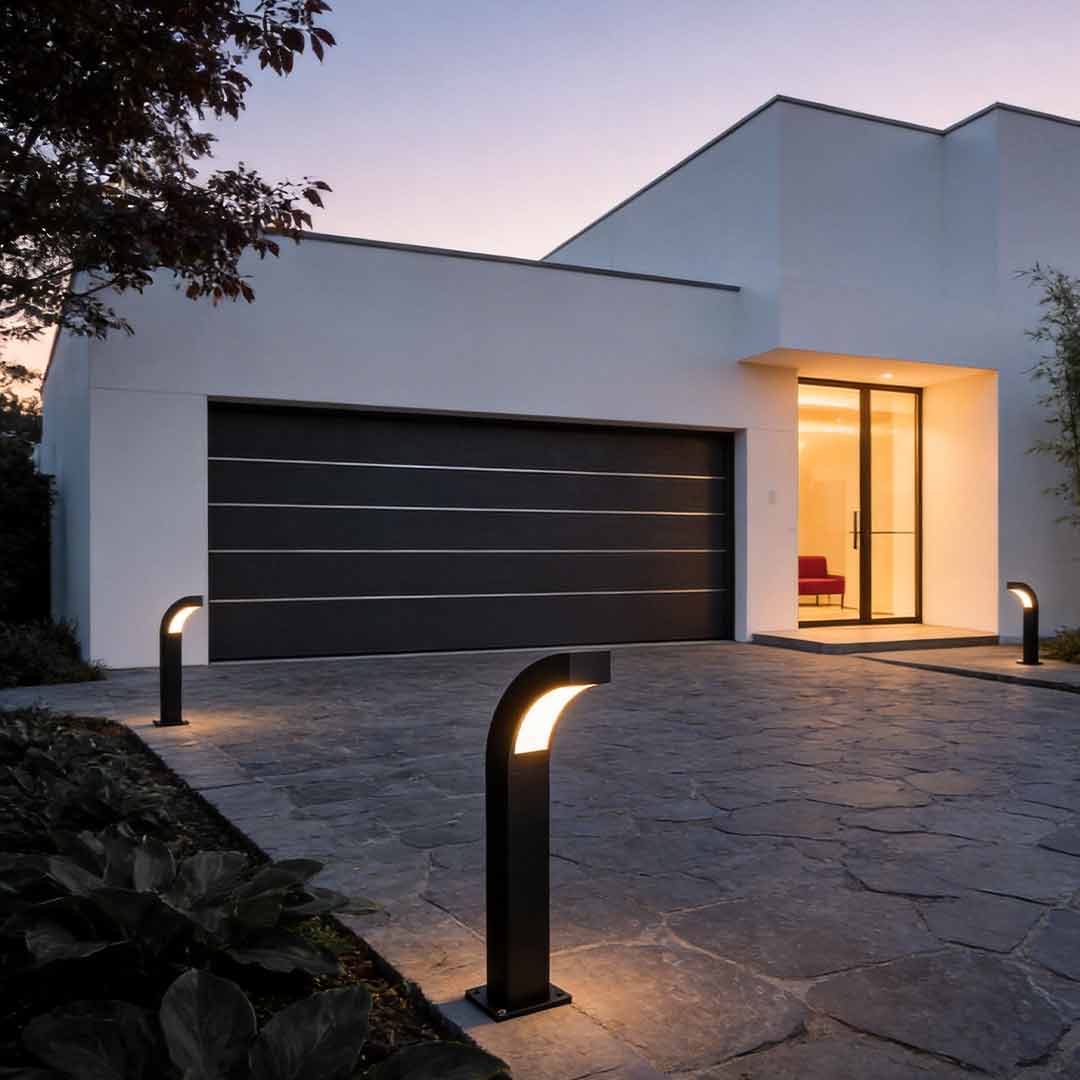 Curved LED Landscape Lighting Minimalist Black Outdoor Path Lighting