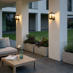 Black Outdoor Lantern Sconce Modern Waterproof Wall Light