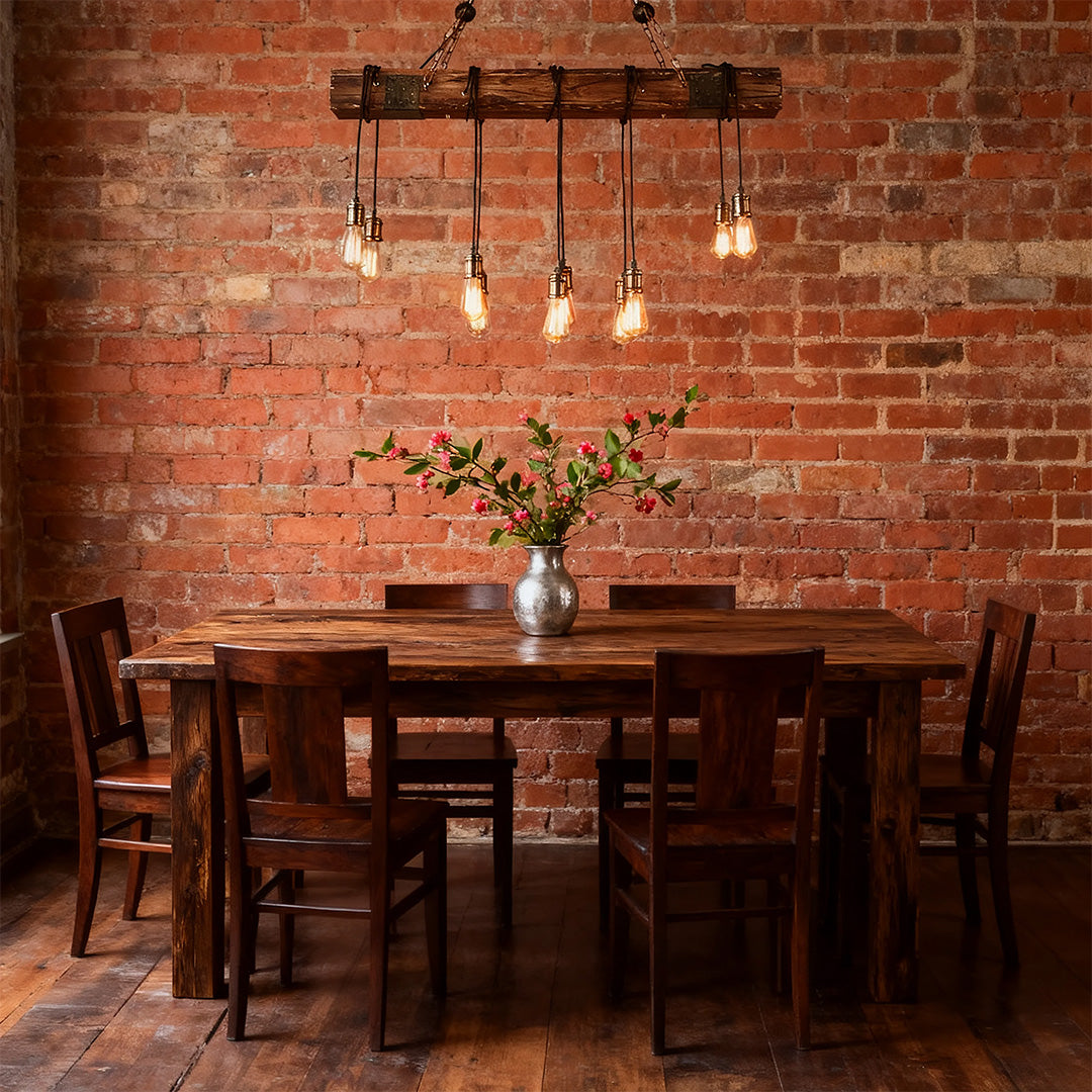 Black and Wood Pendant Light American Vintage Style Iron Ceiling Light