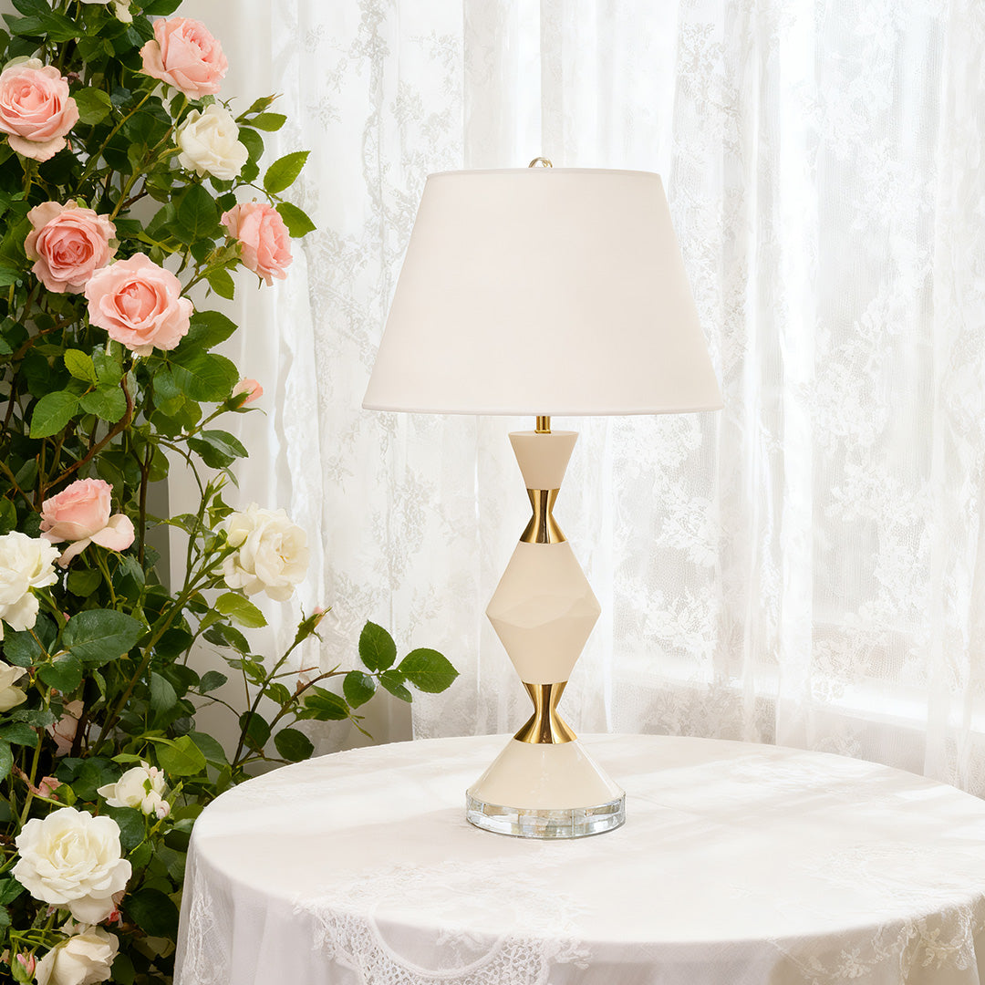 White Contemporary Table Lamps with Gold Details Elegant Lamps