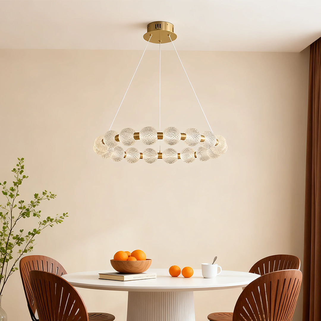 Glass Shade Chandelier Round  Minimalist Luxury Island Ceiling Light