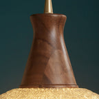 Wood Light Pendant Wabi Sabi Style Glass Pendant Light
